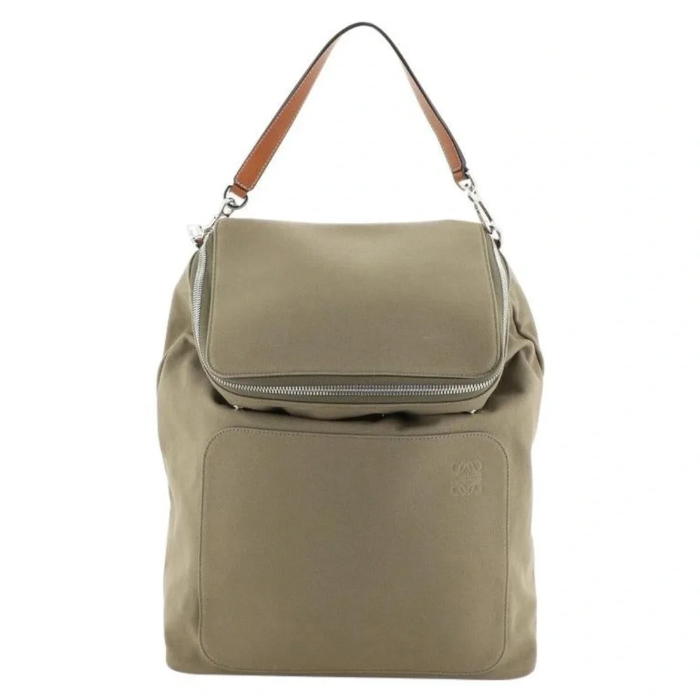LOEWE Calfskin Small Goya Backpack, Olive Green